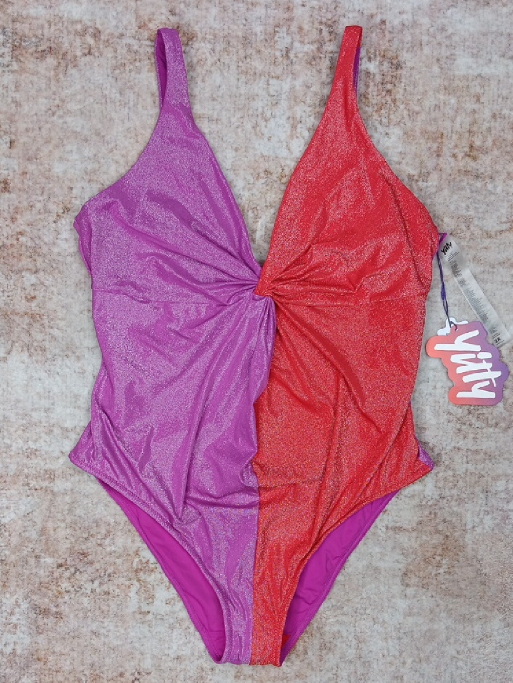 Yitty Shaping Swim Luxe Twist Plunge One Piece Swim Suit New 2X